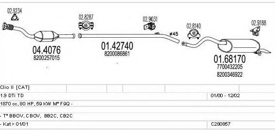 MTS C280857020224 Exhaust System